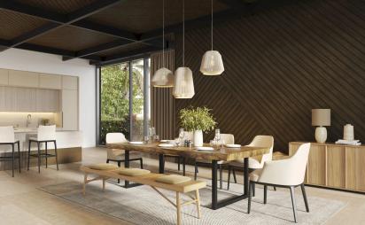 Vox Soffit - Dark Mahogany Panel by Vox : Colours available: WoodyBrown