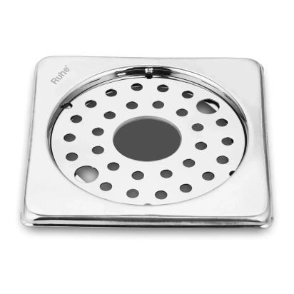 Ruhe Plain Neon With Collar Square Floor Drain 6 x 6 Inches With Lock And Hole by Ruhe : Colours available: Silver