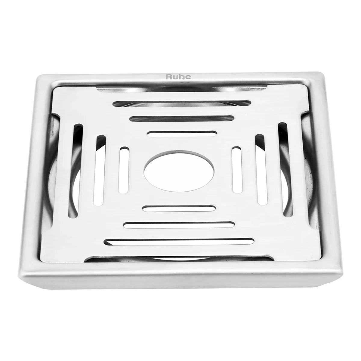 Ruhe Opal Square 304-Grade Floor Drain with Hole 6 x 6 Inches by Ruhe : Colours available: Silver