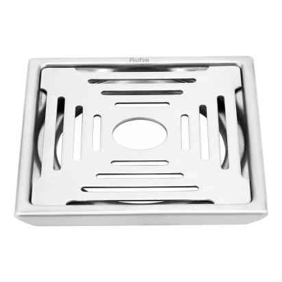 Ruhe Opal Square 304-Grade Floor Drain with Hole 6 x 6 Inches by Ruhe : Colours available: Silver