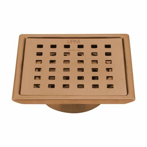 Red Exclusive Square Floor Drain in Antique Copper PVD Coating (6 x 6 Inches) with Cockroach Trap - LIPKA a66b35
