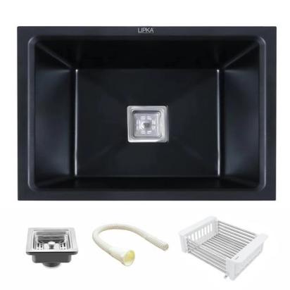Lipka Black Quartz Single Bowl Kitchen Sink (21 x 18 x 9 Inches) 1