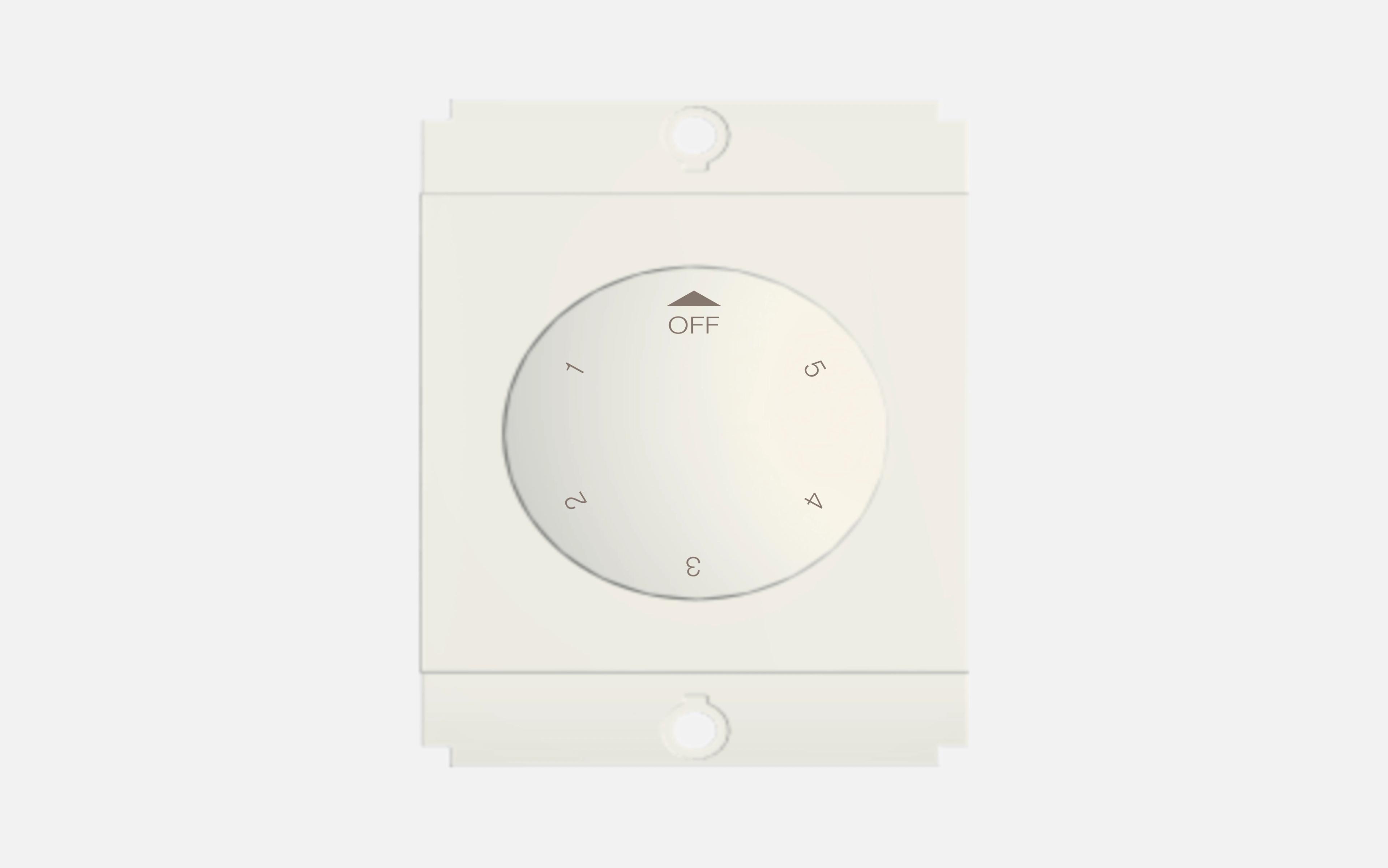 Norisys Frost White Fan Regulator Step Type with Round Knob for 80W fan - 2 Module