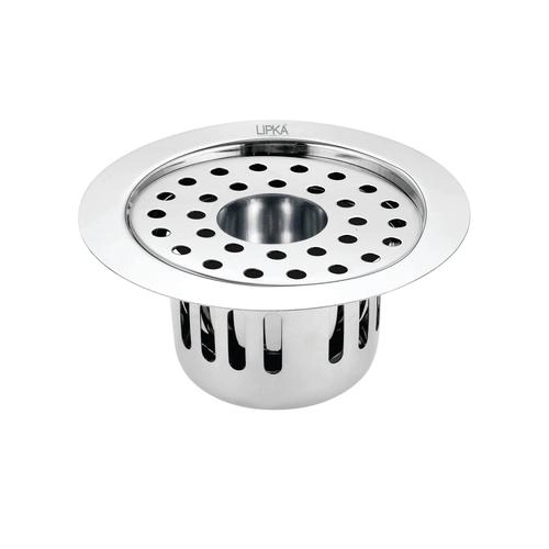 Lipka Round Flat Cut Floor Drain (5.5 inches) with Cockroach Trap & Hole