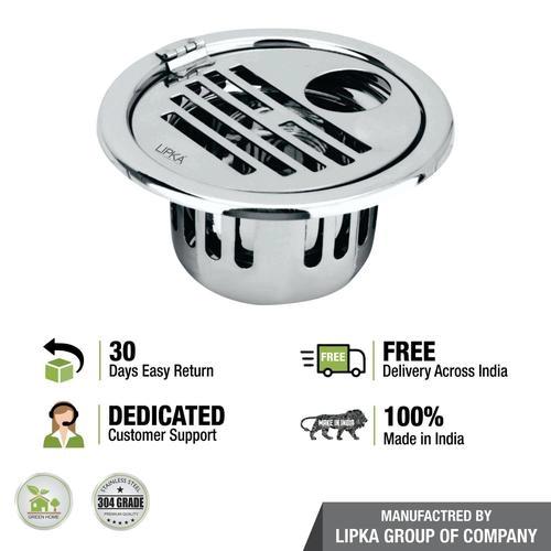 Lipka Golden Classic Jali Round Floor Drain (5 Inches) with Hinge, Hole and Cockroach Trap 3