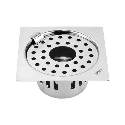 Lipka Square Flat Cut Floor Drain (6 x 6 Inches) with Hinge, Hole and Cockroach Trap