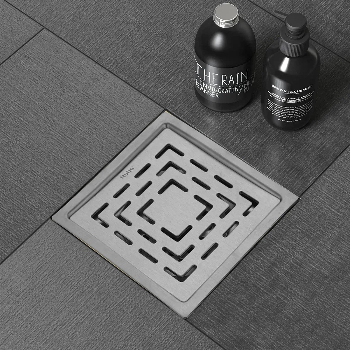 Ruhe Sapphire Square 304-Grade Floor Drain - 5 x 5 Inches by Ruhe : Colours available: Silver 2 6