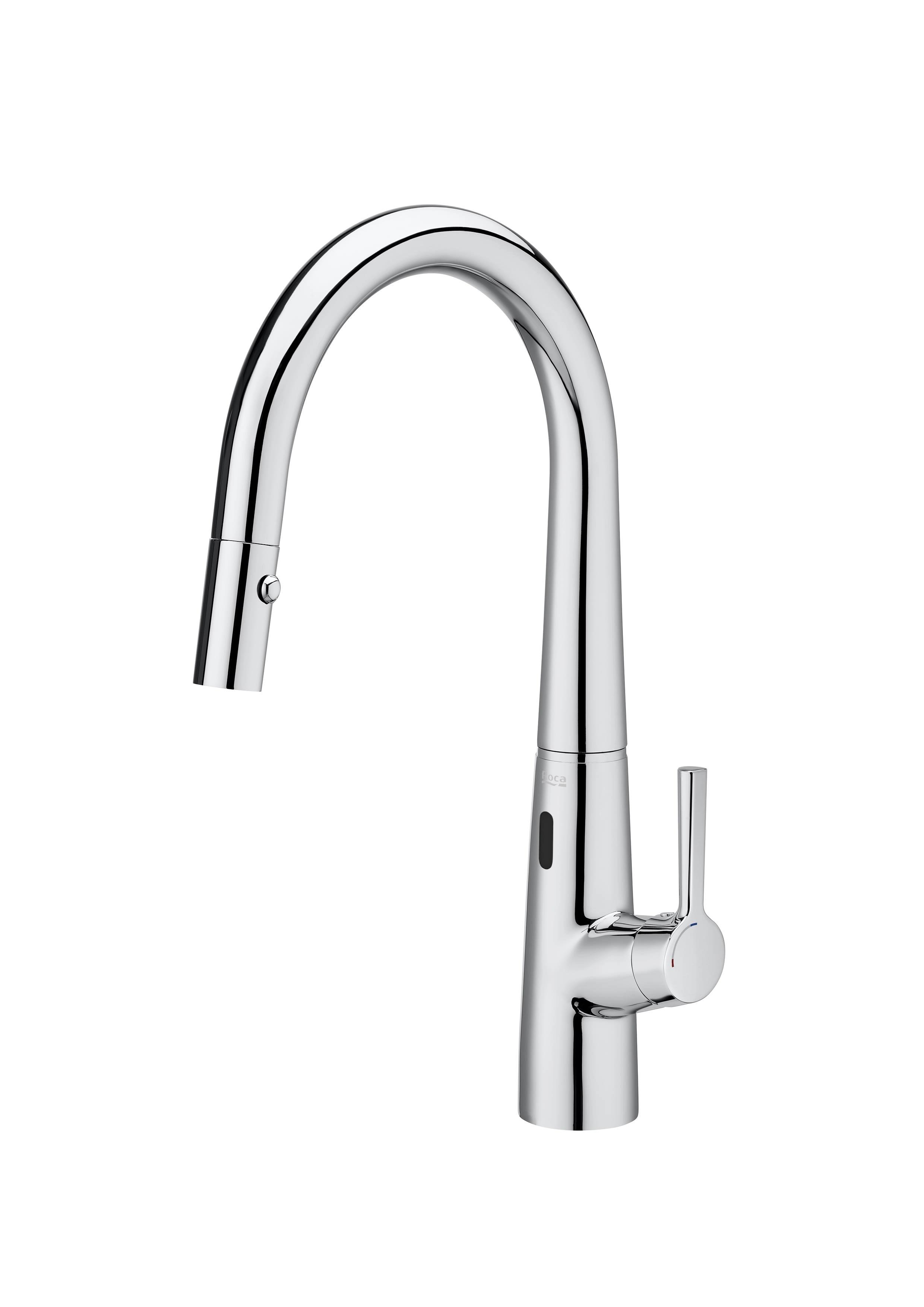 Roca Syra E Electronic Kitchen Mixer With Swivel C-Spout And Retractable