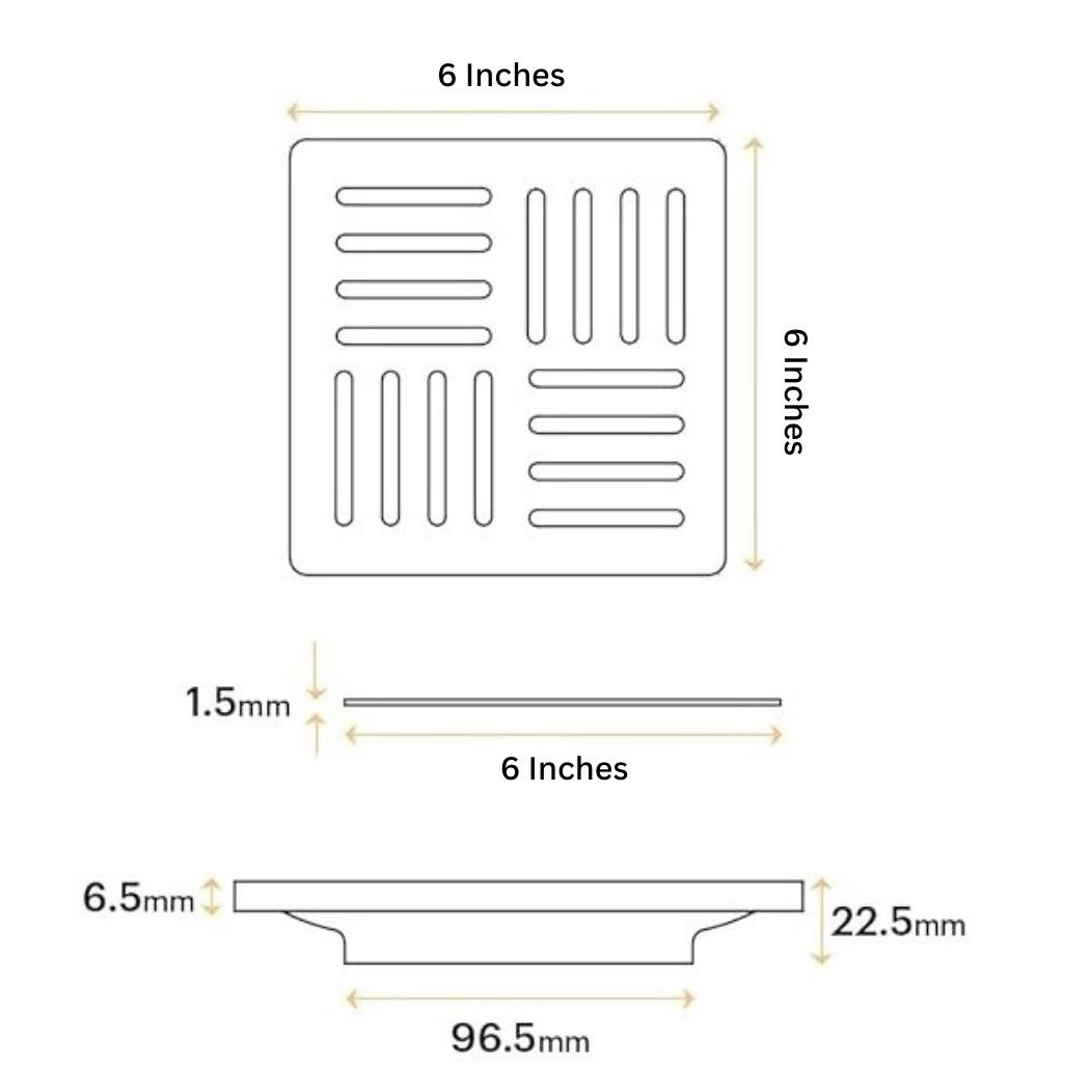 Aquieen 6x6 Inch Floor Grating / Drainer In Matte Finish | Arossa Design & SS304 Drainer | Anti-Clog & Drain Cover & Kitchen 4