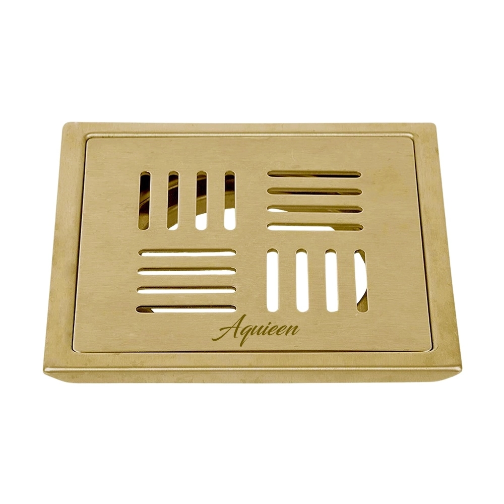 Aquieen 5x5 Inch Floor Grating / Drainer in Brushed Gold Finish | SS304 Drainer with PVD Coating | Anti-Clog & Drain Cover, Kitchen & Shower Areas by Aquieen : Colours available: Gold 3 1