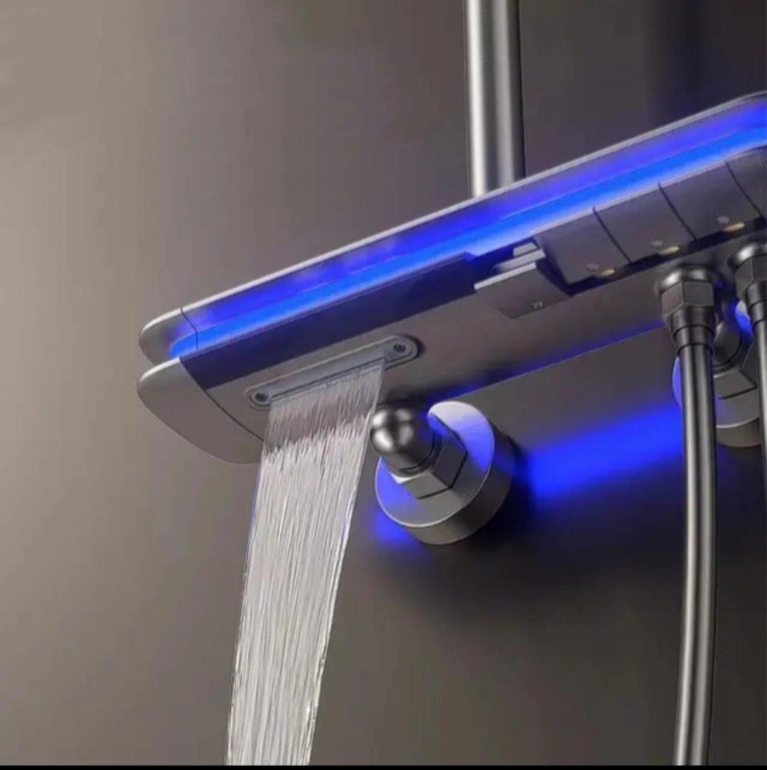 Jabon Thermostatic Shower Panel Shower Set 4 Function With Digital Temperature Display Hand Shower Overhead Shower Spout Health Faucet With Hot And Cold Temperature Control 3