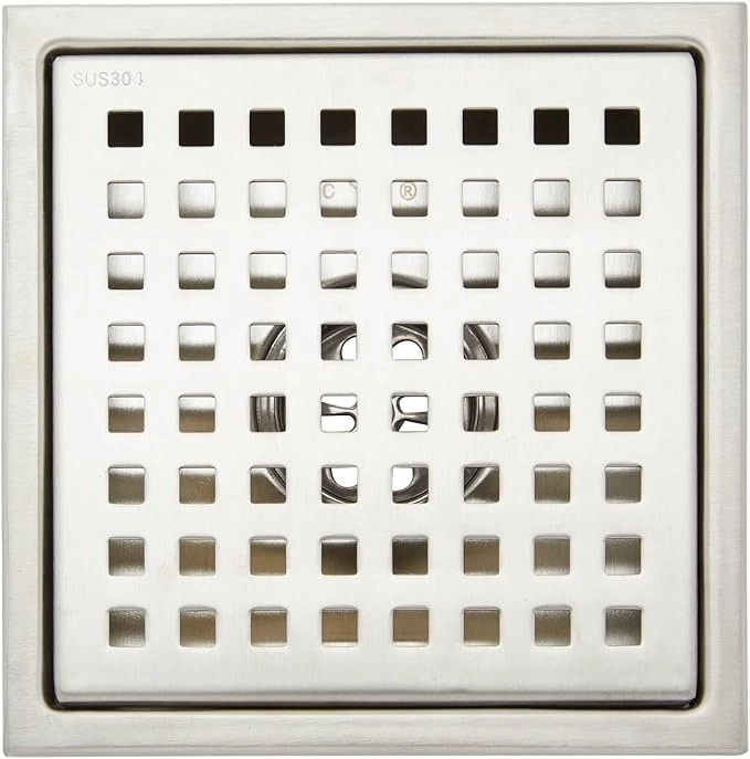 Aquieen 5x5 Inch Floor Grating / Drainer In Matte Finish | Arossa Design & SS304 Drainer | Anti-Clog & Drain Cover & Kitchen by Aquieen : Colours available: Chrome