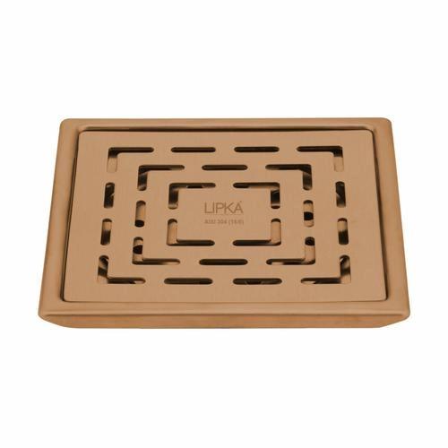 Lipka Orange Exclusive Square Floor Drain in Antique Copper PVD Coating (5 x 5 Inches)