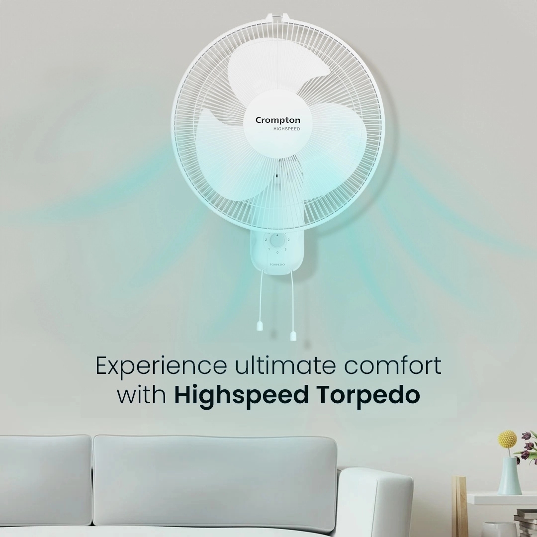 Crompton Highspeed Torpedo Wall Mounted Fan - White by Crompton : Colours available: White 7 1