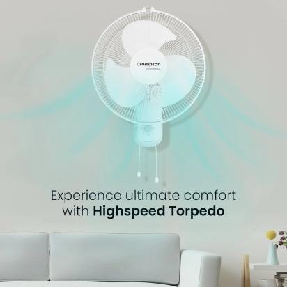 Crompton Highspeed Torpedo Wall Mounted Fan - White by Crompton : Colours available: White 7 1