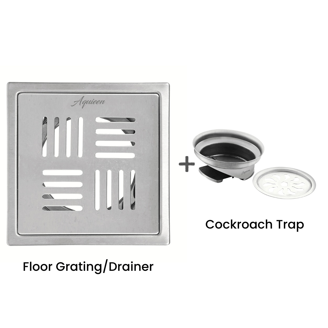 Aquieen 6x6 Inch Floor Grating / Drainer with Anti-Foul Cockroach Trap | Florin Design, In Matte Finish & SS304 Drainer | Anti-Clog & Drain Cover & Kitchen by Aquieen : Colours available: Chrome 1 1