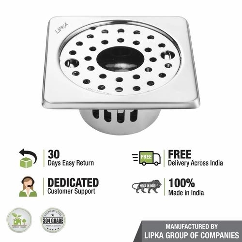 Lipka Square Floor Drain (5 x 5 Inches) with Lock, Hole and Cockroach Trap 4