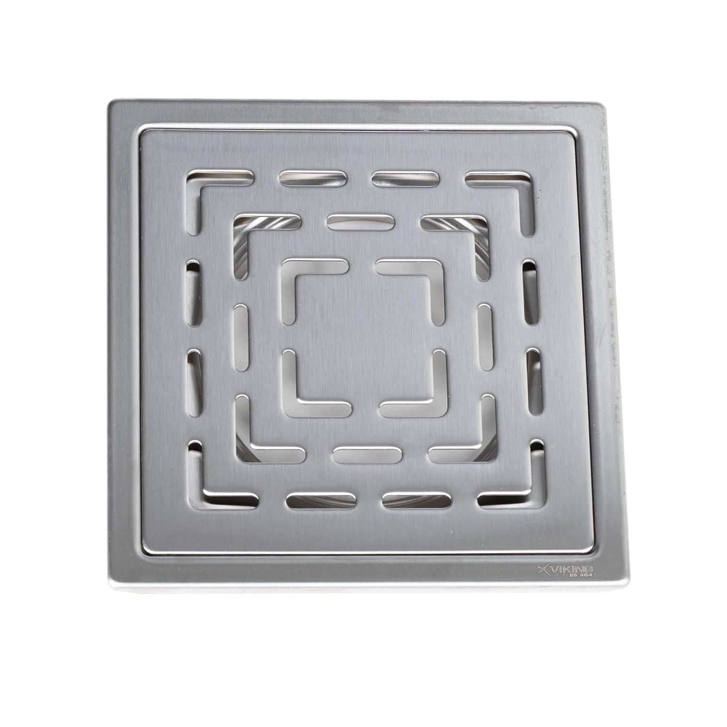 Aquieen 5x5 Inch Floor Grating / Drainer In Matte Finish | Fern Design & SS304 Drainer | Anti-Clog & Drain Cover & Kitchen 1