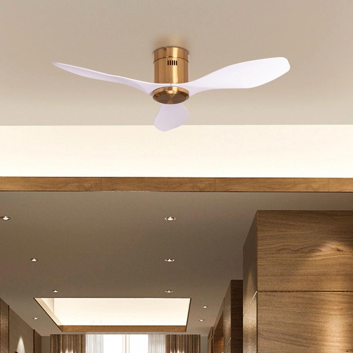 The WhiteTeak Malibu (127 cm Span, Gold Finish Metal Body, White Finish ABS Blades) Ceiling Fan