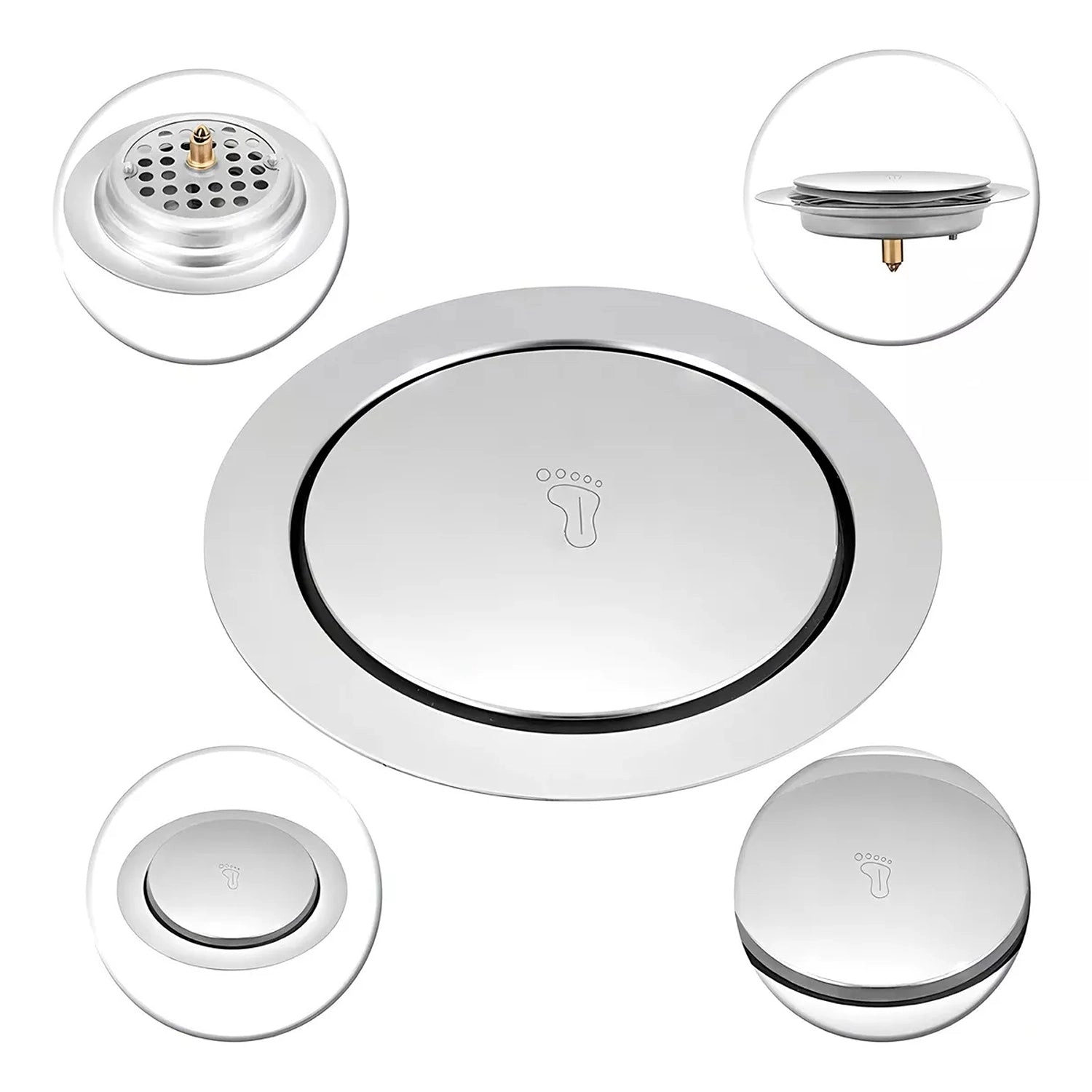 Aquieen 5 Inches Round Pop-Up Grating | SS304 Stainless Steel Floor Drain with Chrome Finish | Shower Waste Water Drain | Bathroom and Kitchen Grating by Aquieen : Colours available: Chrome 4 4