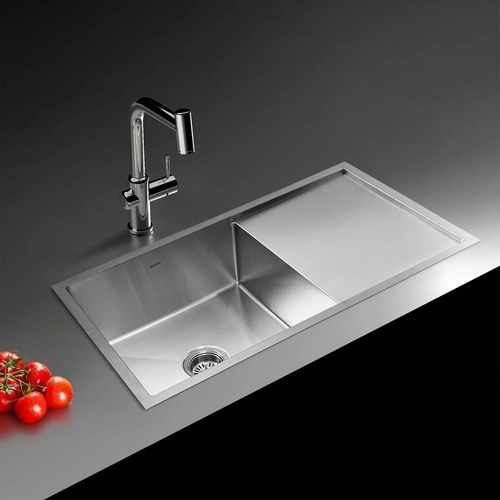 Glen Stainless Steel Grade 304 Sink for Kitchen, Single Bowl Handmade Sink with Side Drain Board 36x20x9 inches, Matte Finish (KS-SH36209SBSDM)