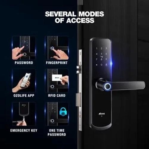 Ozone Smart Bluetooth Lock for Wooden & Metal Doors - OZ-FDL-04-Life-BL Std Black by Ozone : Colours available: Black 5 7