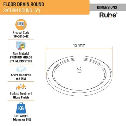 Ruhe Saturn Round Floor Drain with Lid by Ruhe : Colours available: Silver 2 1