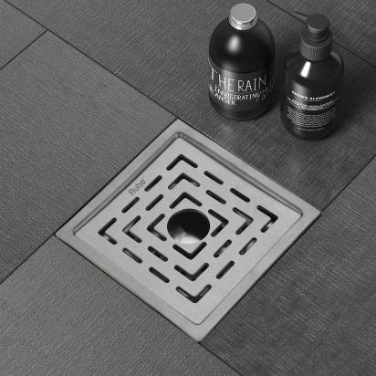 Ruhe Sapphire Square Flat Cut 304-Grade Floor Drain with Hole by Ruhe : Colours available: Silver 4 6