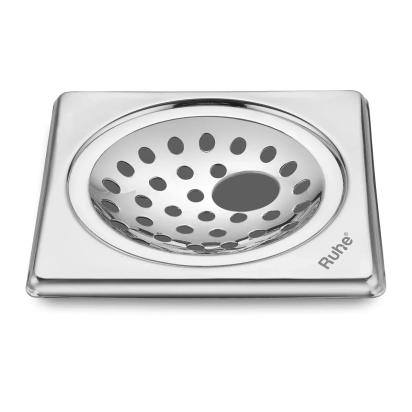 Ruhe Neon Square Floor Drain with Hole 6 x 6 Inches by Ruhe : Colours available: Silver