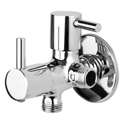 Aquieen 2-In-1 Angle Cock With Wall Flange In Chrome Finish | Heavy-Duty Brass Made | Fluid Series | Multi-Use Valve by Aquieen : Colours available: Chrome 1 2