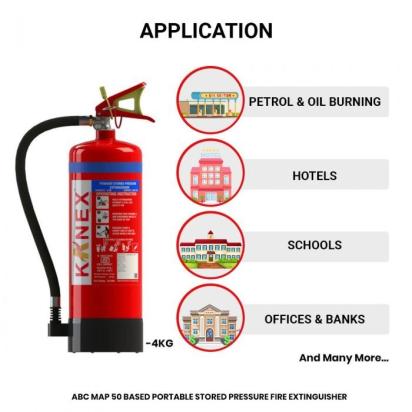 Kanex 4 Kg Abc Fire Extinguisher (Map 90 Based Portable Stored Pressure) by Kanex : Colours available: Red 1 1