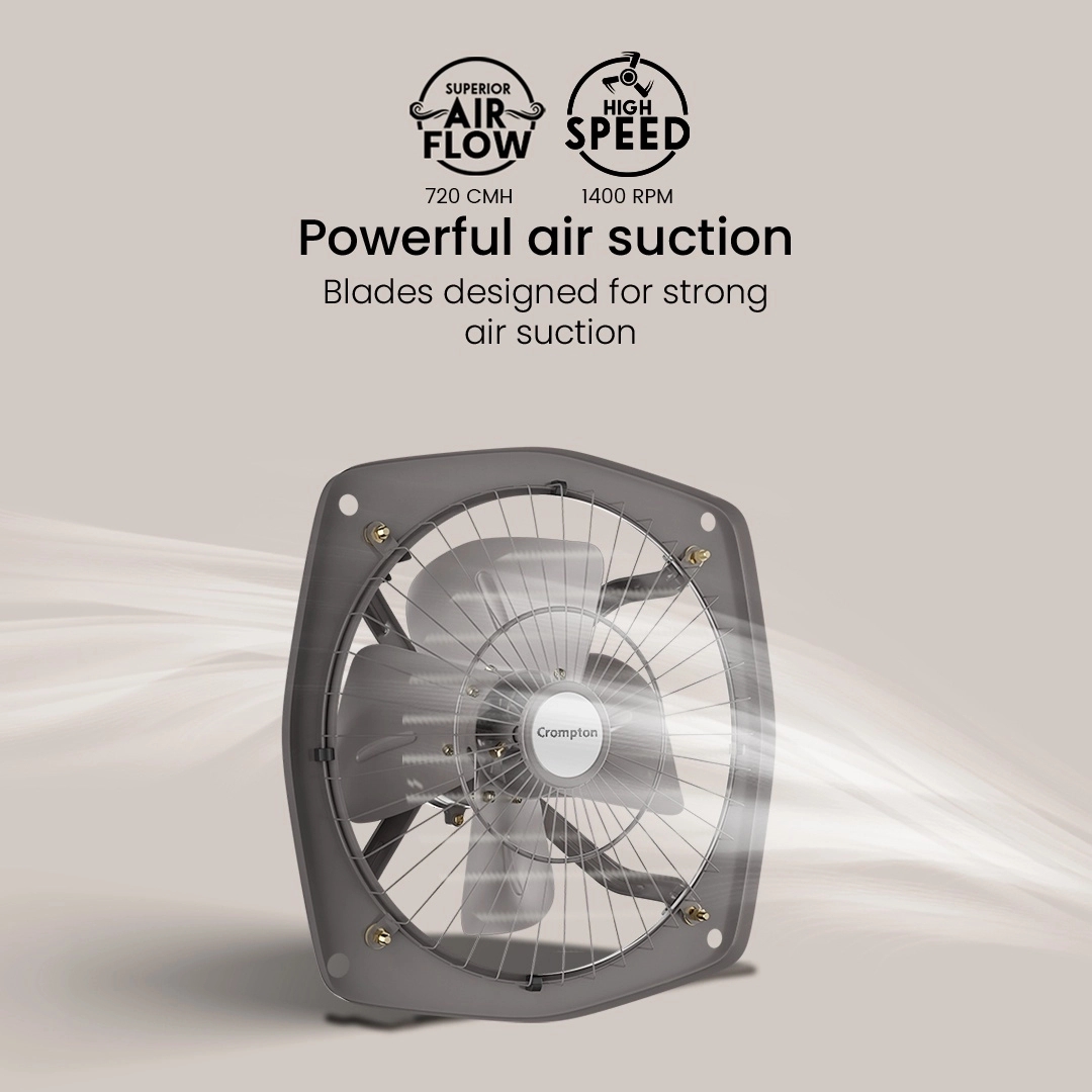 Crompton Transair Exhaust Fan - 45W Sturdy Metal Body by Crompton : Colours available: CementGray 3 3