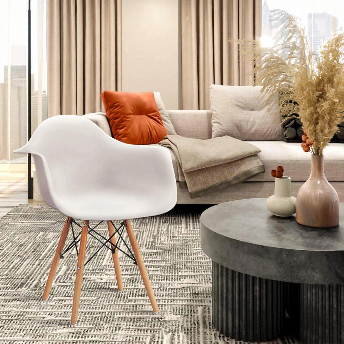 Hindoro Natural Wood Legs DSW Molded Plastic Arm Chair