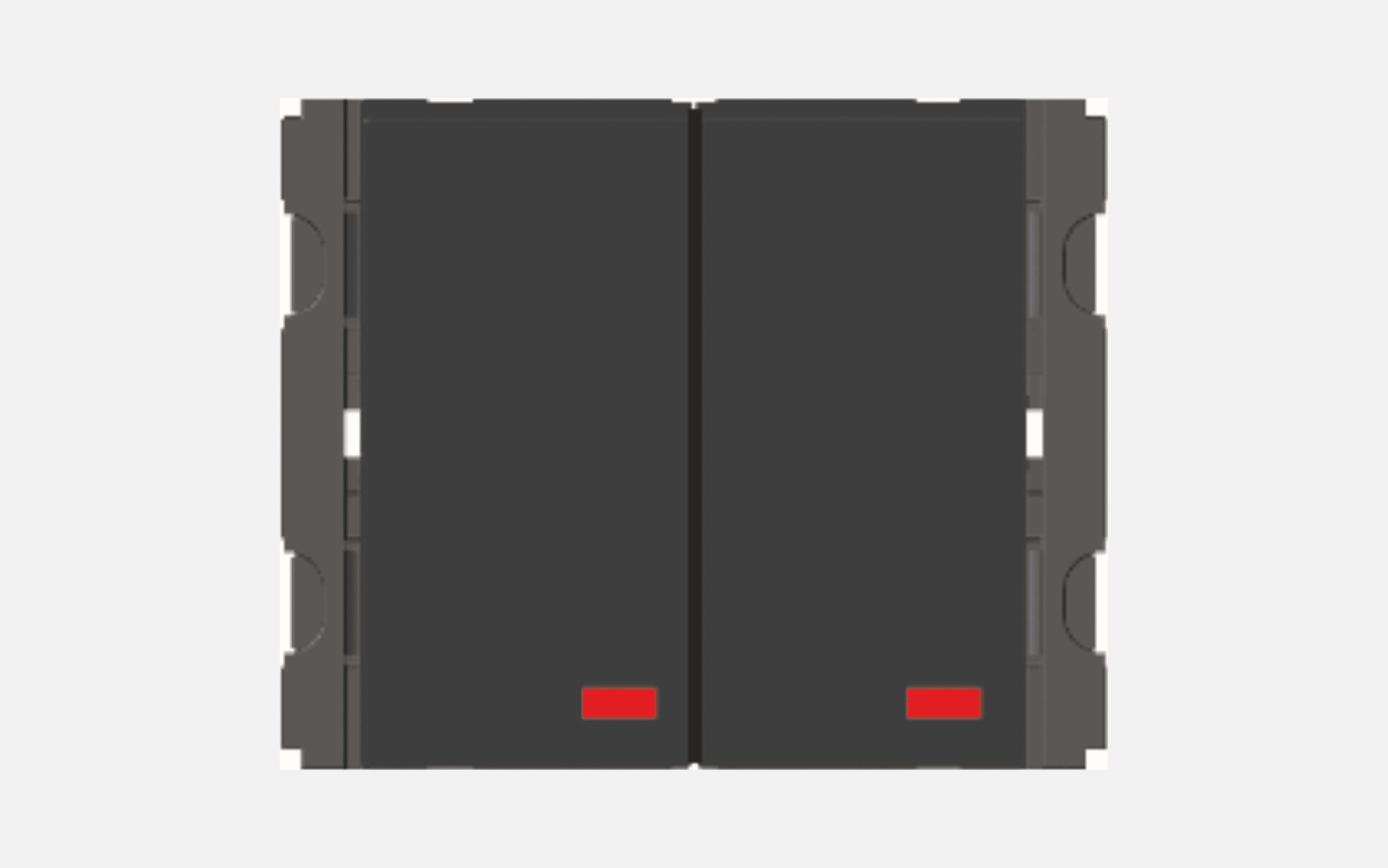Norisys Charcoal Black Vertical Switches - 2 Gang - Both Switches 16A 1 Way with Indicator - 2 Module