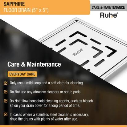 Ruhe Sapphire Square 304-Grade Floor Drain - 5 x 5 Inches by Ruhe : Colours available: Silver 4 5