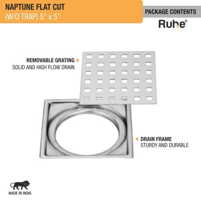 Ruhe Naptune Square Flat Cut Floor Drain 5 x 5 Inches by Ruhe 3 3