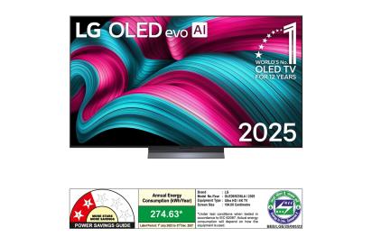 LG OLED evo 164cm (65) TV (C5), a9 AI Processor 4K Gen8, VRR 144Hz Refresh Rate, Dolby Vision & Atmos 2025 by LG : Colours available: Black 5 3