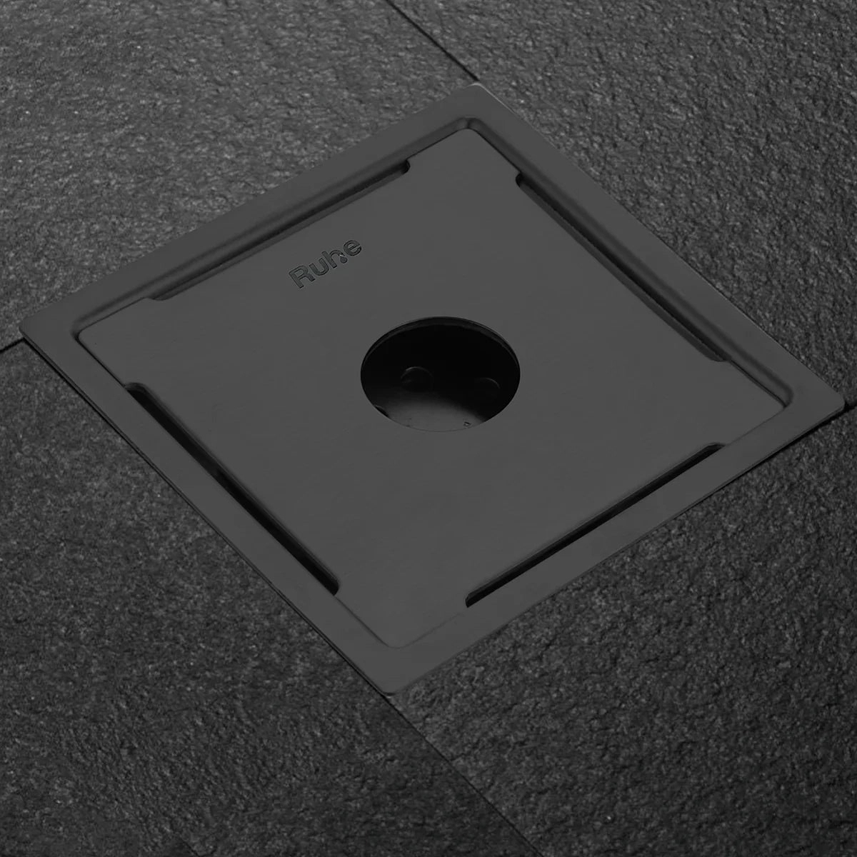Ruhe Diamond Square 304-Grade Floor Drain in Black PVD Coating with Hole by Ruhe : Colours available: Black 1 6
