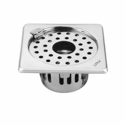 Lipka Square Floor Drain (6 x 6 Inches) with Hinge, Hole and Cockroach Trap