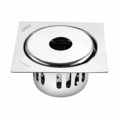 Lipka Full Moon Square Floor Drain (5.5 x 5.5 Inches) with Hole and Cockroach Trap
